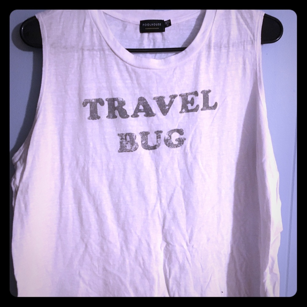 Travel Bug White Muscle Tank